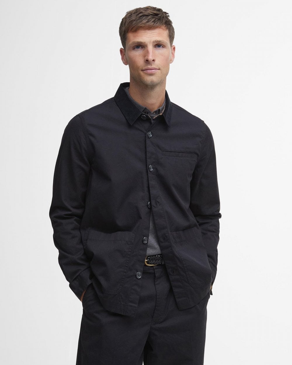 Barbour Cole Mens Tailored Fit Poplin Overshirt - Black – CHO