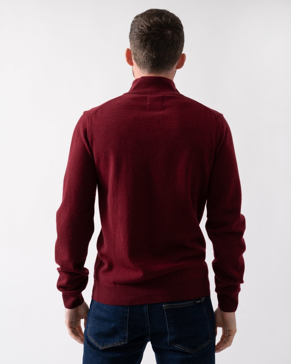 GANT Mens Superfine Lambswool Half Zip Cardigan - 604 Plumped Red