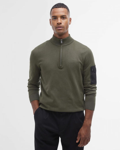 Barbour International Blades Mens Cotton Half Zip Jumper - Uniform Green