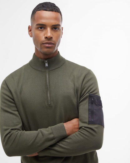 Barbour International Blades Mens Cotton Half Zip Jumper - Uniform Green