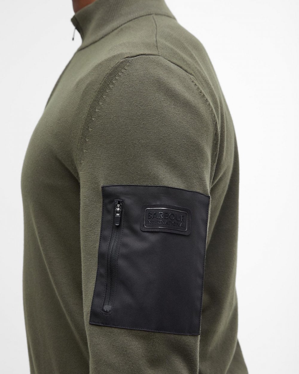 Barbour International Blades Mens Cotton Half Zip Jumper - Uniform Green