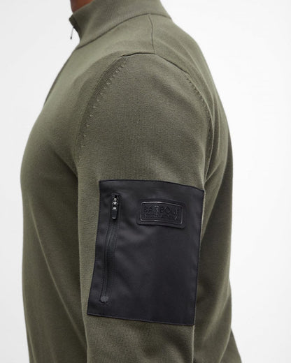 Barbour International Blades Mens Cotton Half Zip Jumper - Uniform Green