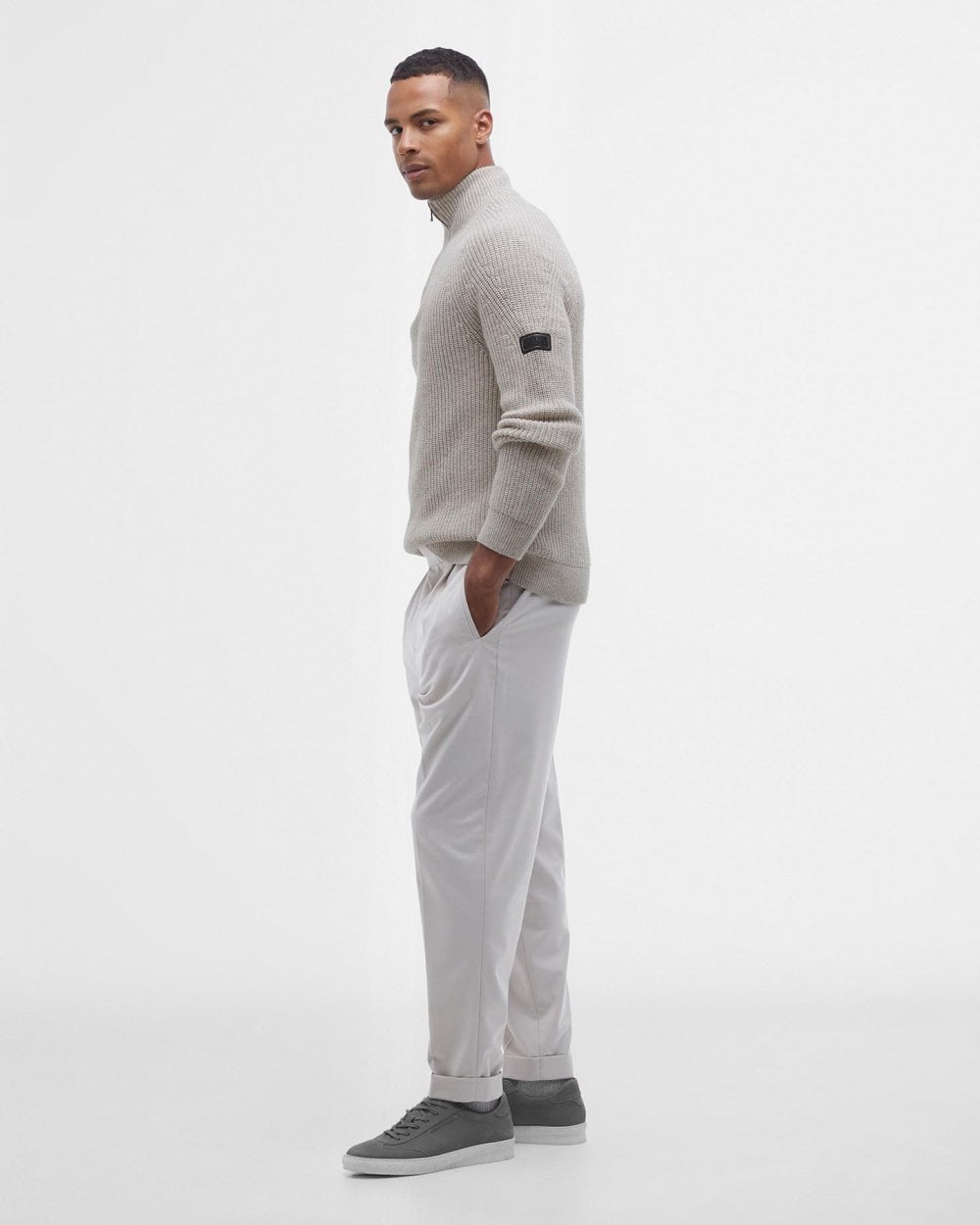 Barbour International Chester Mens Funnel Neck Jumper - Whisper White