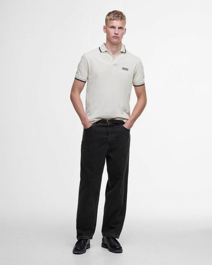 Barbour International Evan Mens Tipped Polo Shirt - Oyster Grey