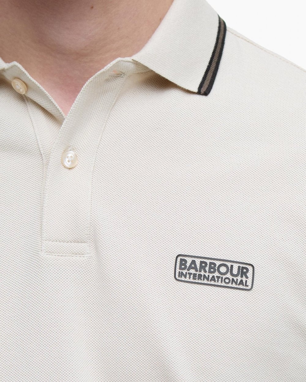 Barbour International Evan Mens Tipped Polo Shirt - Oyster Grey