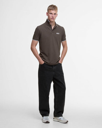 Barbour International Evan Mens Tipped Polo Shirt - Major Brown