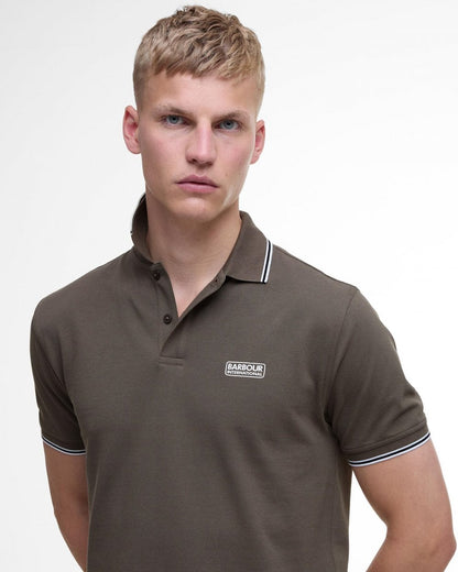 Barbour International Evan Mens Tipped Polo Shirt - Major Brown