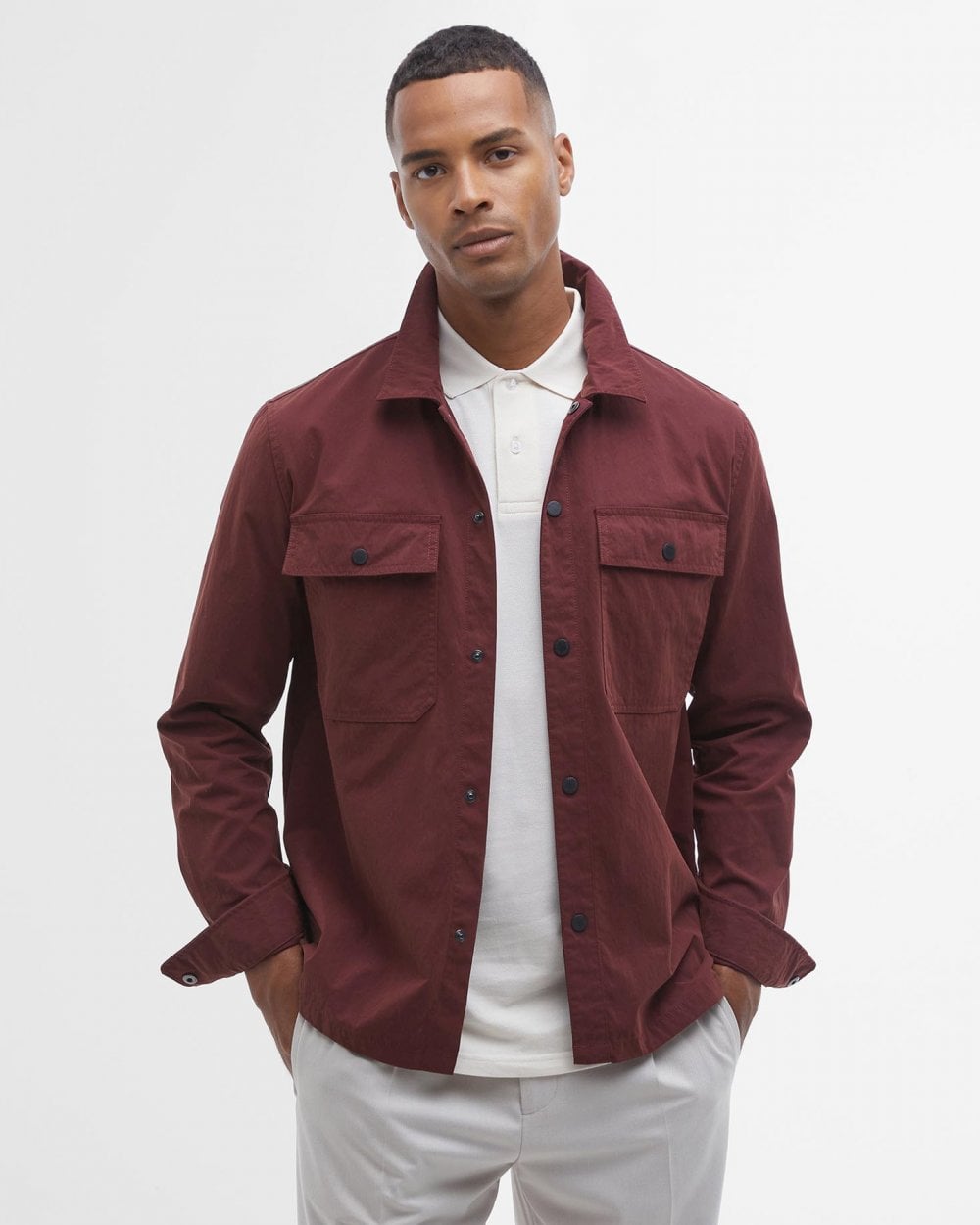 Barbour International Rocco Mens Peached Overshirt - Bordeaux