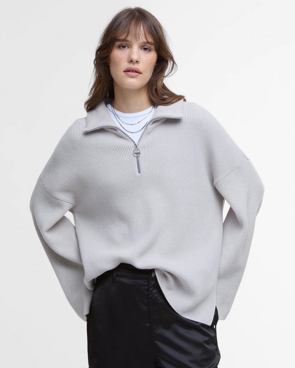 Barbour International Franchesca Womens Half Zip Jumper - Silver Cloud