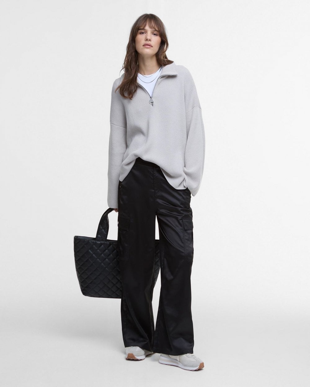 Barbour International Franchesca Womens Half Zip Jumper - Silver Cloud