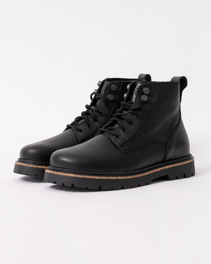 Birkenstock Highwood Lace Mid Natural Leather Womens Boots - Black