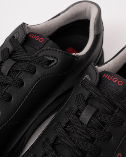 HUGO Riven Tenn Mens Cupsole Trainers with Logo Details on Rubber Outsole - Black 005