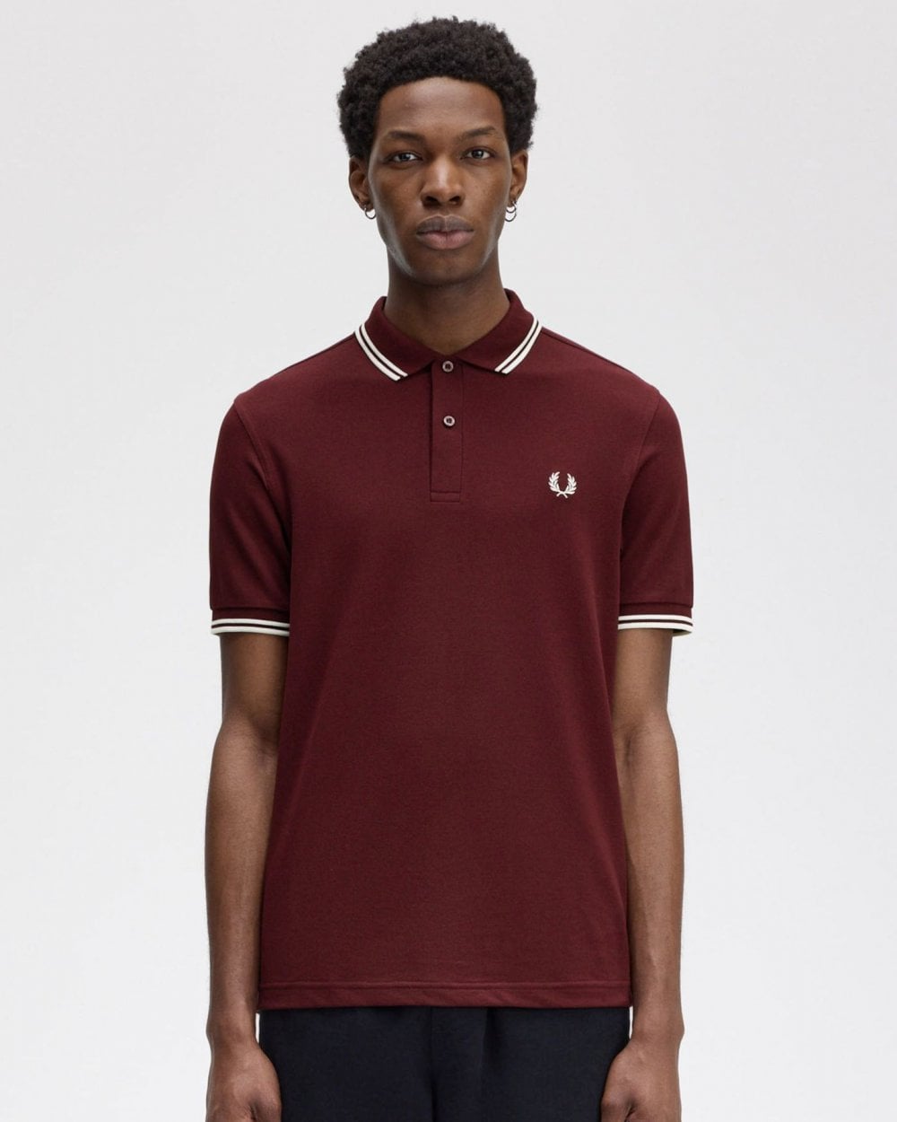 Fred Perry Mens Twin Tipped Signature Polo Shirt NOS - Oxblood 597 - CHO - Designer Mens Regular Fit Polo Shirts