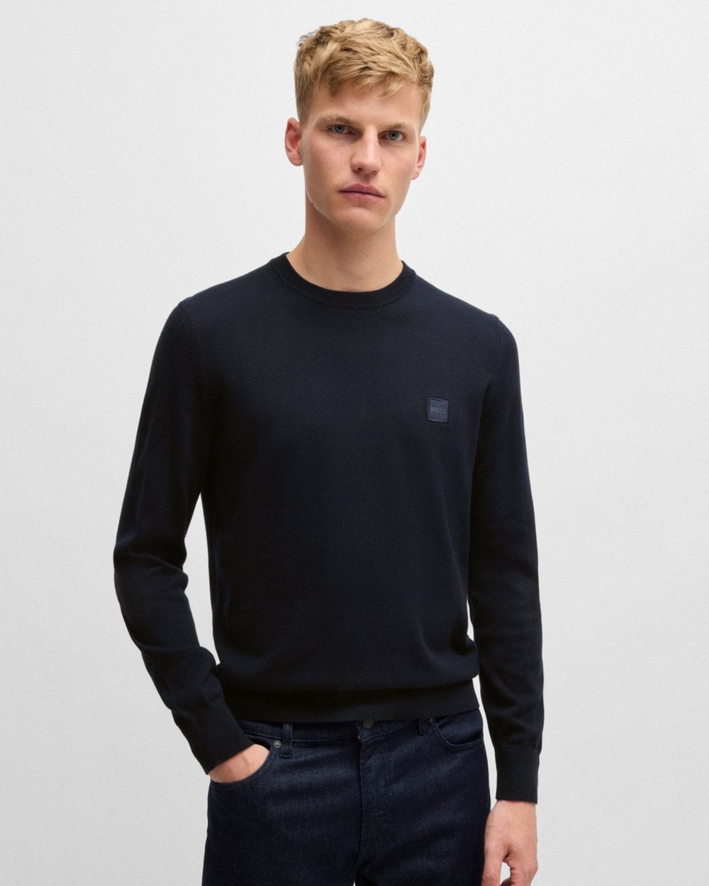 BOSS Orange Kanovano Mens Crew Neck Jumper NOS - Dark Blue 404 - CHO - Designer Mens Jumpers