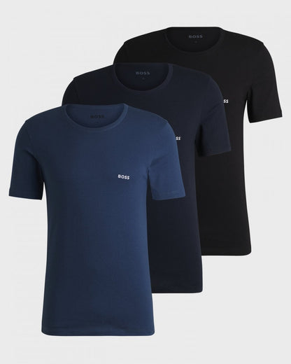 BOSS Orange Mens Three-Pack of Cotton Underwear T-Shirts with Logo Embroidery - Open Miscellaneous 989