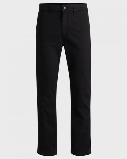 BOSS Orange Mens Regular Fit Chinos in Stretch-Cotton Satin - Black 001