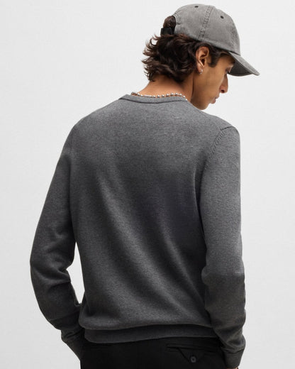 HUGO San Cassius Mens Crew Neck Sweater - Open Grey 086