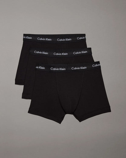 Calvin Klein Cotton Stretch Mens Trunk 3 Pack - Black with Black Waistband