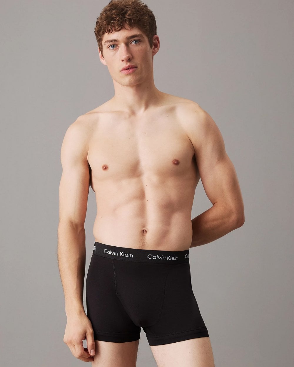 Calvin Klein Cotton Stretch Mens Trunk 3 Pack - Black with Black Waistband