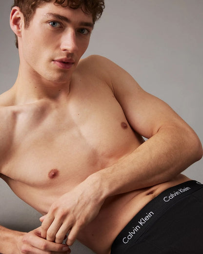 Calvin Klein Cotton Stretch Mens Trunk 3 Pack - Black with Black Waistband