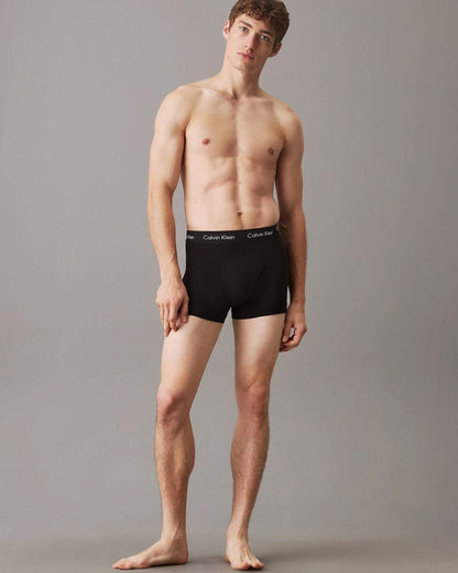 Calvin Klein Cotton Stretch Mens Trunk 3 Pack - Black with Black Waistband