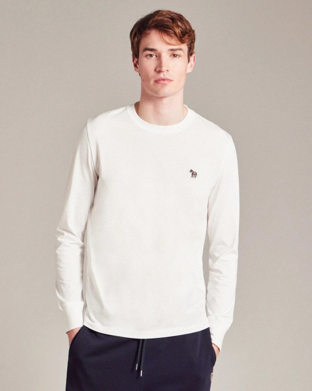 PS Paul Smith Mens Regular Fit Long Sleeve Zebra T-Shirt - 01 White