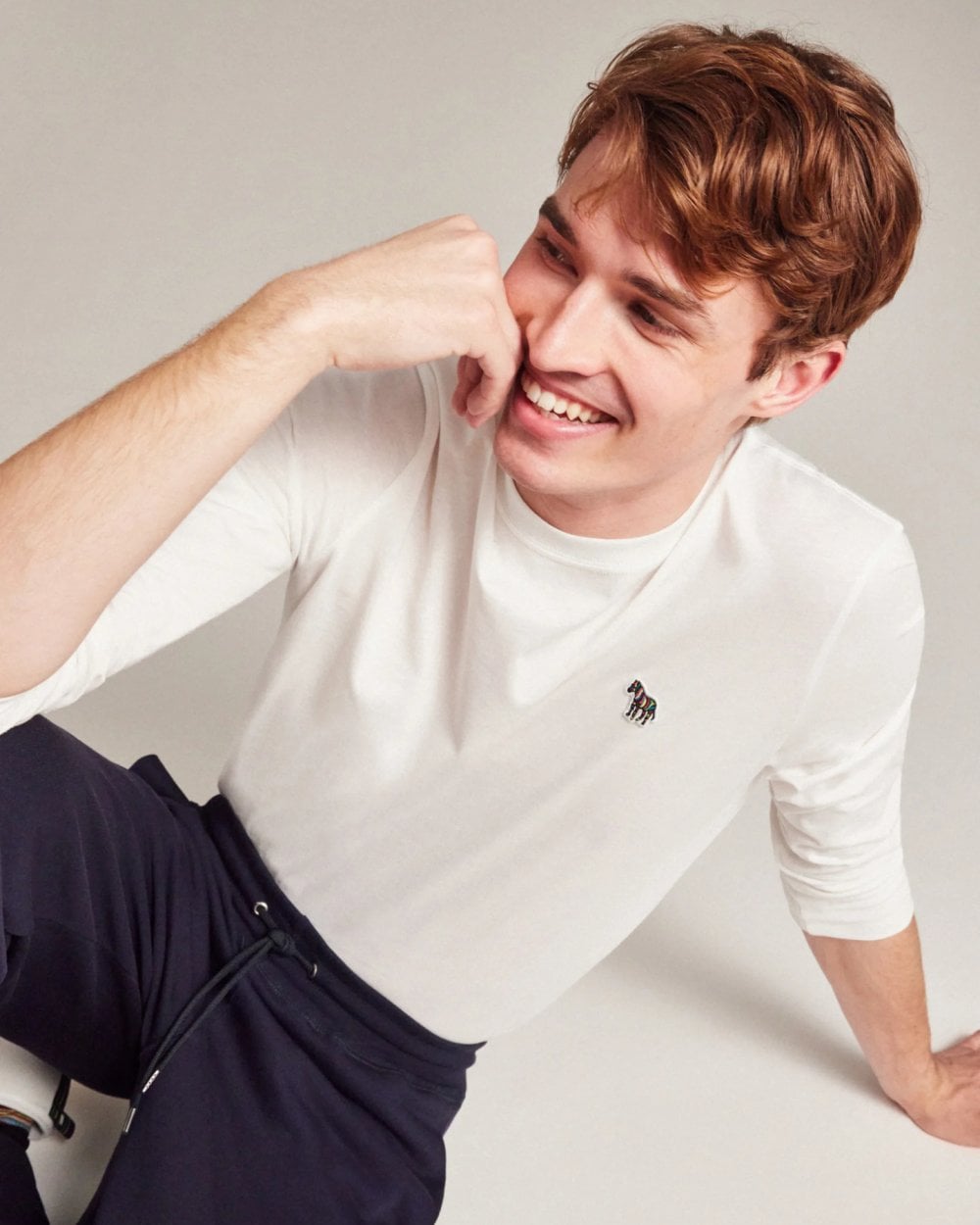 PS Paul Smith Mens Regular Fit Long Sleeve Zebra T-Shirt - 01 White