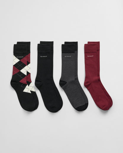 GANT Mens 4-Pack Argyle Stripe Solid Socks Gift Box