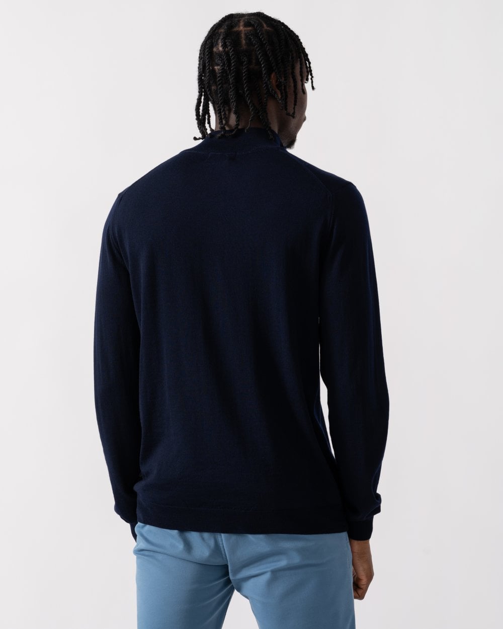 Oliver Sweeney Curragh Mens 1/4 Zip Funnel Neck Merino Wool Jumper - Navy