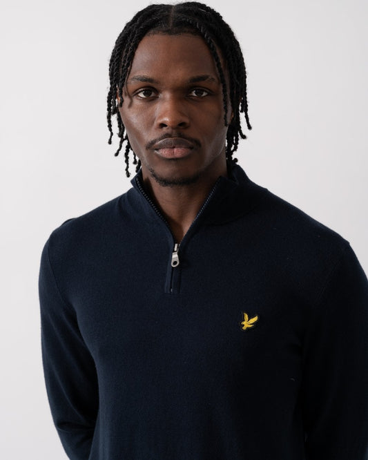 Lyle & Scott Cotton Merino Mens Quarter Zip Jumper - Z271 Dark Navy