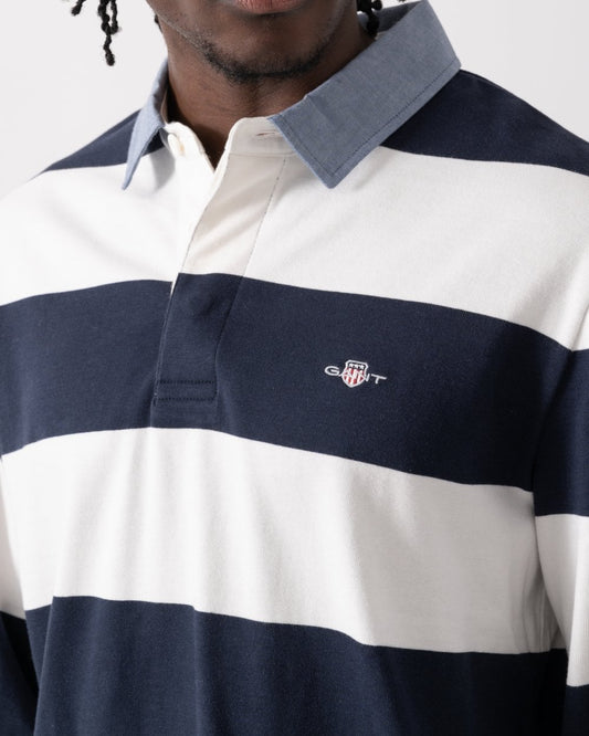 GANT Mens Regular Fit Chambray Stripe Heavy Rugger - 113 Eggshell