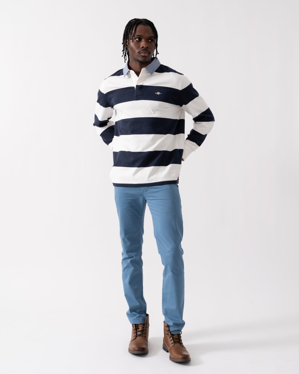 GANT Mens Regular Fit Chambray Stripe Heavy Rugger - 113 Eggshell