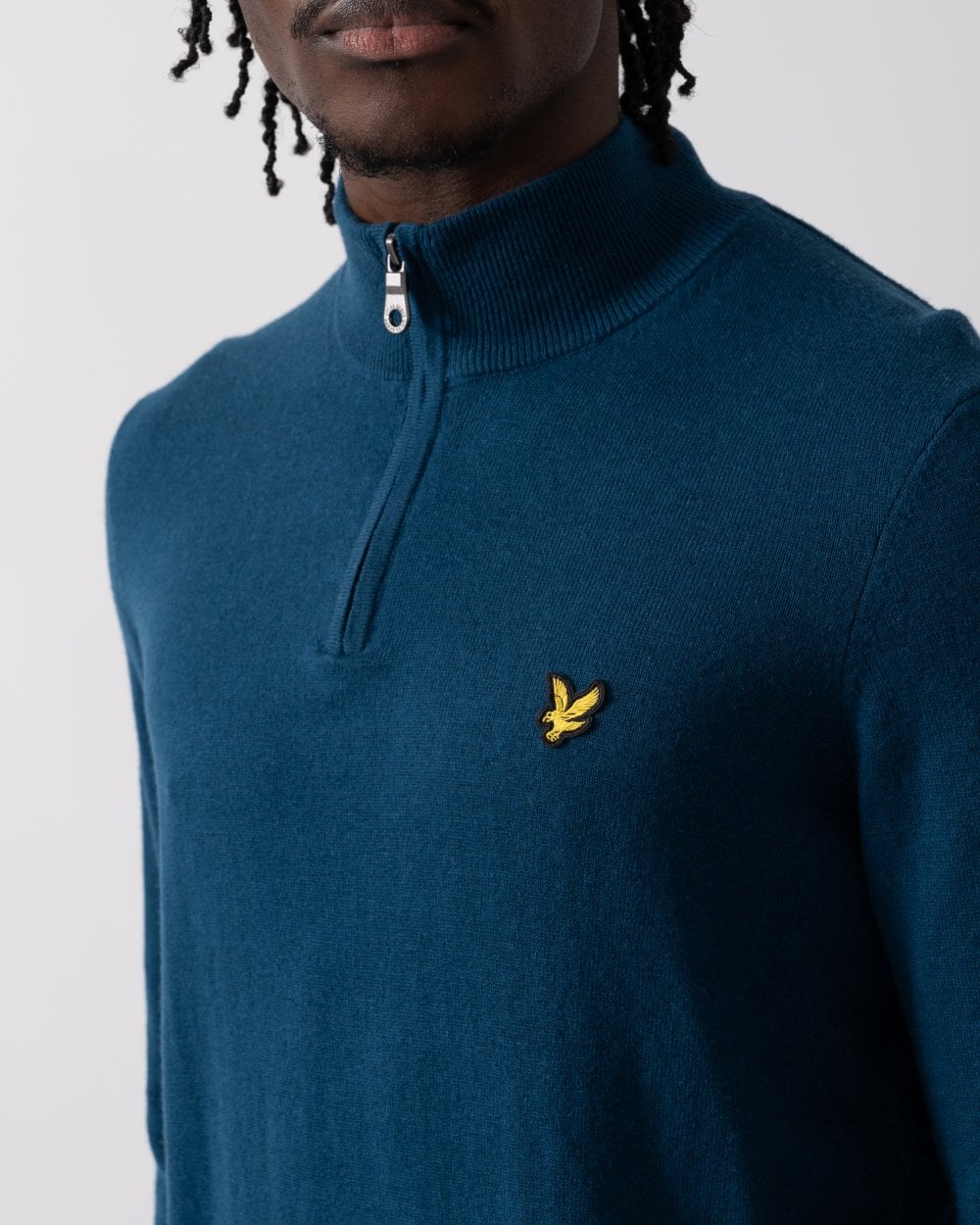 Lyle & Scott Cotton Merino Mens Quarter Zip Jumper - W992 Apres Navy
