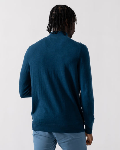 Lyle & Scott Cotton Merino Mens Quarter Zip Jumper - W992 Apres Navy