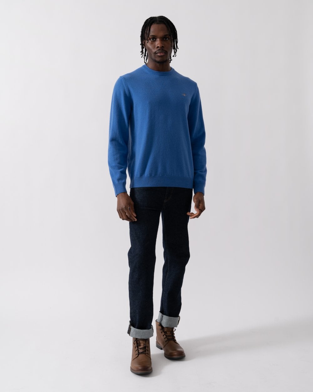 GANT Mens Superfine Lambswool Crew Neck Jumper - 407 Rich Blue