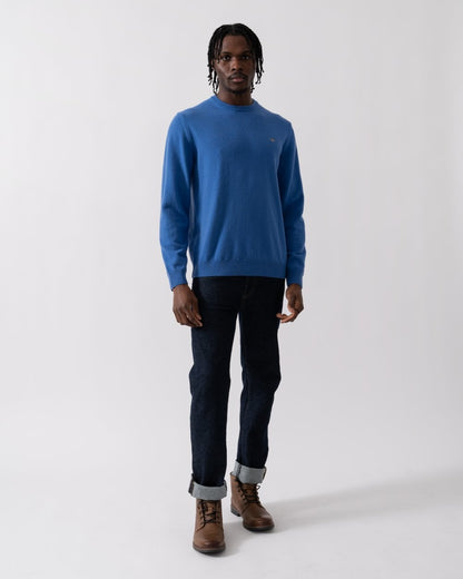 GANT Mens Superfine Lambswool Crew Neck Jumper - 407 Rich Blue