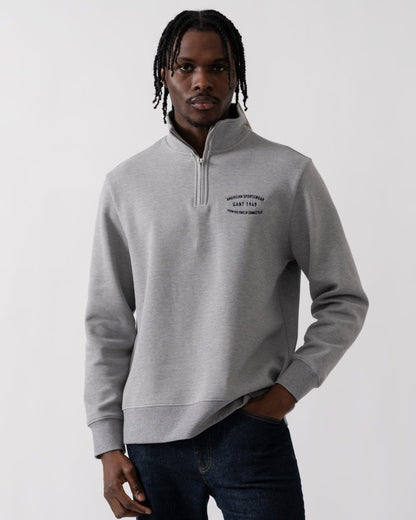GANT Mens Small Graphic Sweat Half Zip - 93 Grey Melange