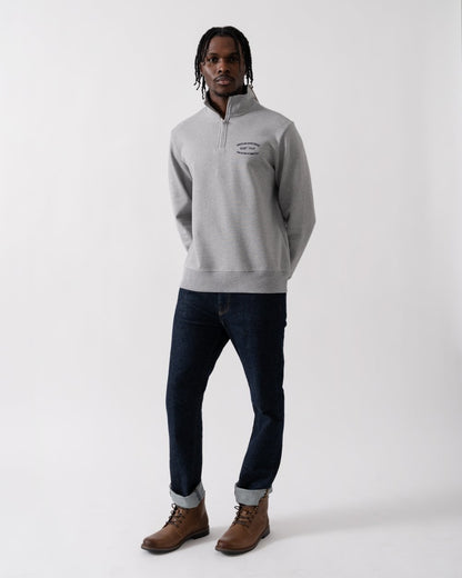 GANT Mens Small Graphic Sweat Half Zip - 93 Grey Melange