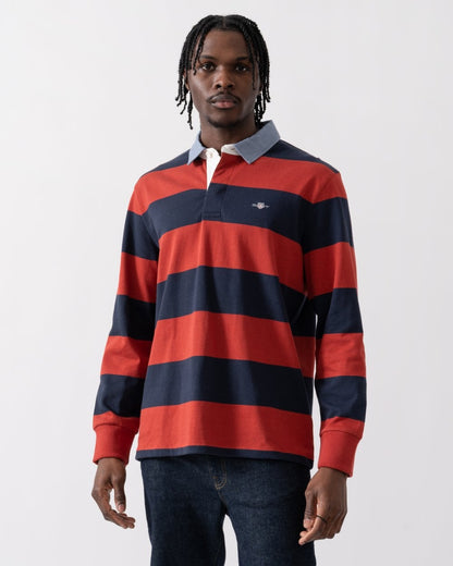 GANT Mens Regular Fit Chambray Stripe Heavy Rugger - 612 Iron Red