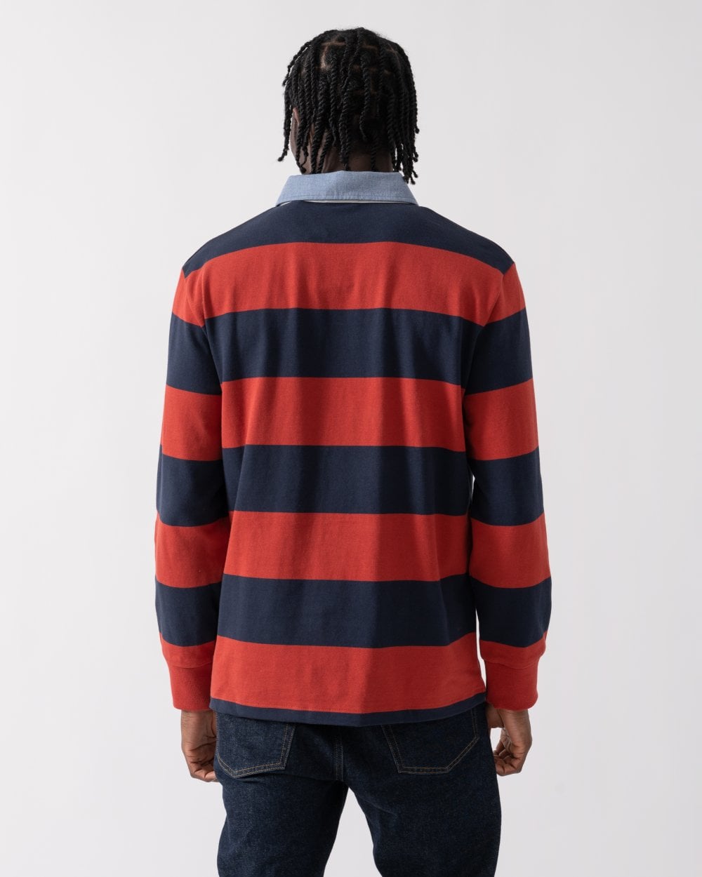 GANT Mens Regular Fit Chambray Stripe Heavy Rugger - 612 Iron Red