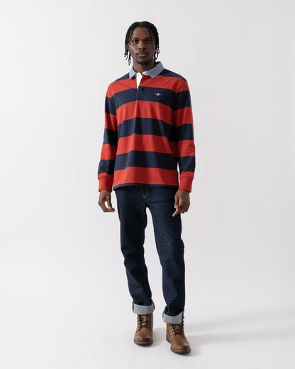 GANT Mens Regular Fit Chambray Stripe Heavy Rugger - 612 Iron Red