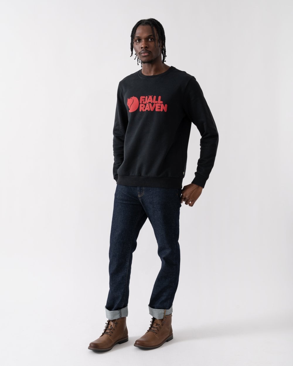 Fjallraven Logo Mens Sweatshirt - Black 550