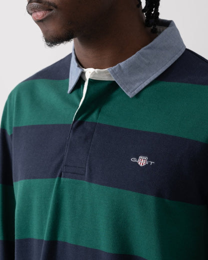 GANT Mens Regular Fit Chambray Stripe Heavy Rugger - 373 Deep Forest Green