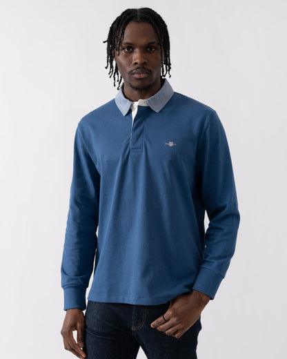 GANT Mens Regular Fit Chambray Heavy Rugger - 442 Vintage Blue