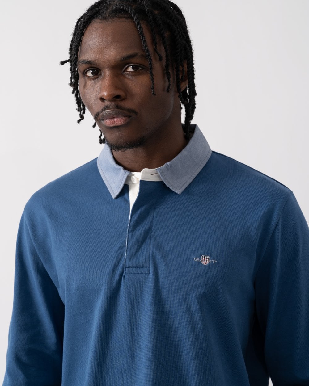 GANT Mens Regular Fit Chambray Heavy Rugger - 442 Vintage Blue