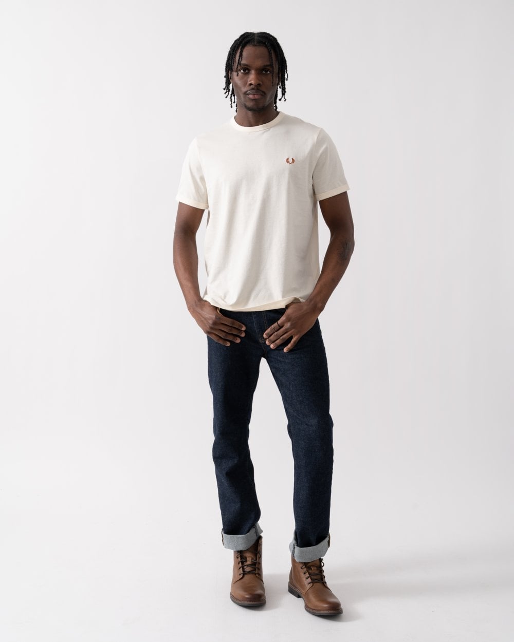 Fred Perry Mens Ringer T-Shirt - Ecru F79