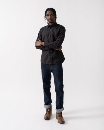 BOSS Orange Relegant 6 Mens Regular-Fit Shirt in Cotton Poplin with Kent Collar - Black 001