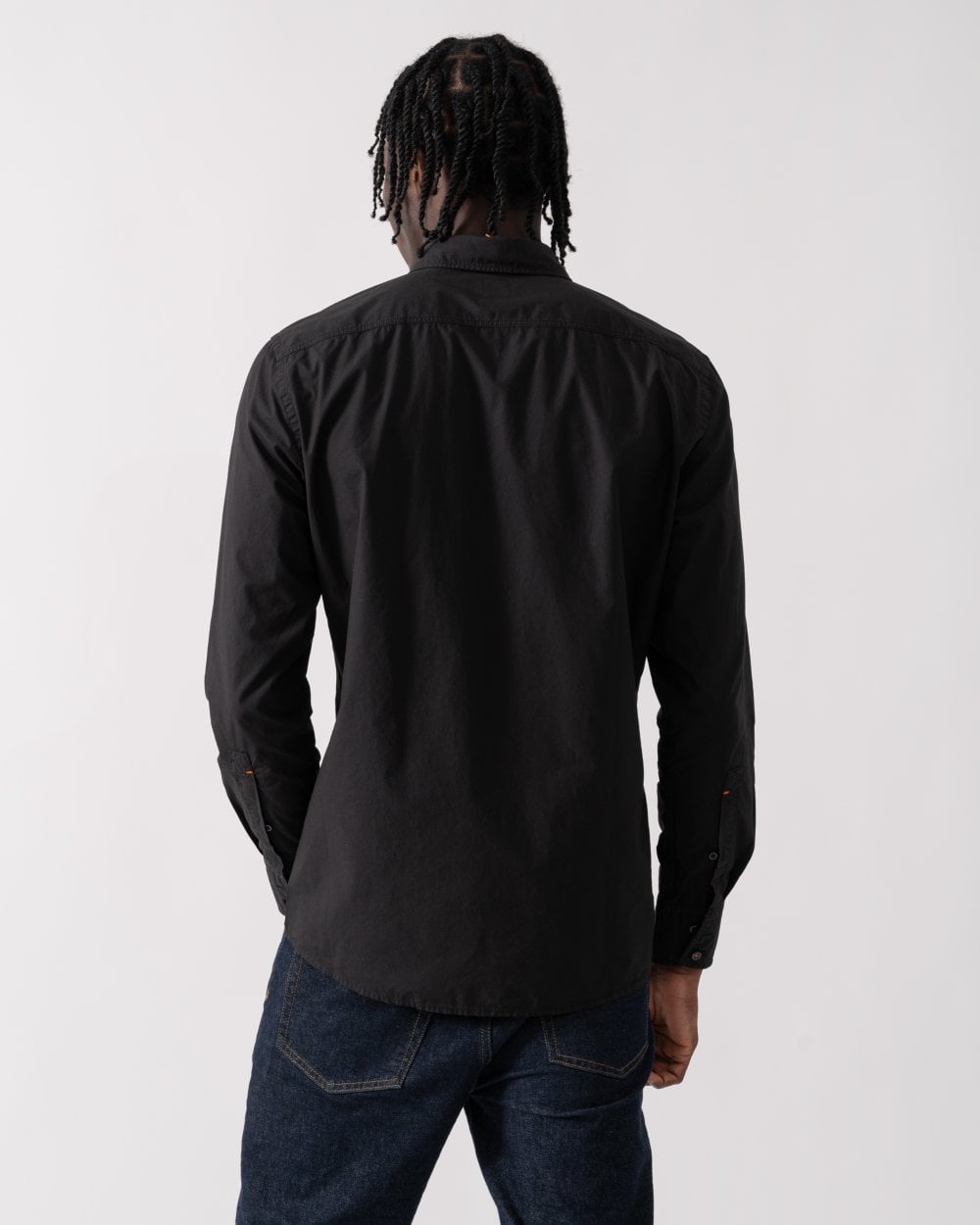 BOSS Orange Relegant 6 Mens Regular-Fit Shirt in Cotton Poplin with Kent Collar - Black 001
