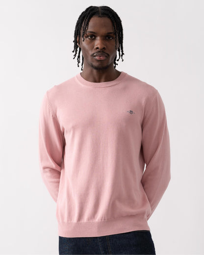 GANT Mens Classic Cotton Crew Neck Jumper - 674 Dusty Pink