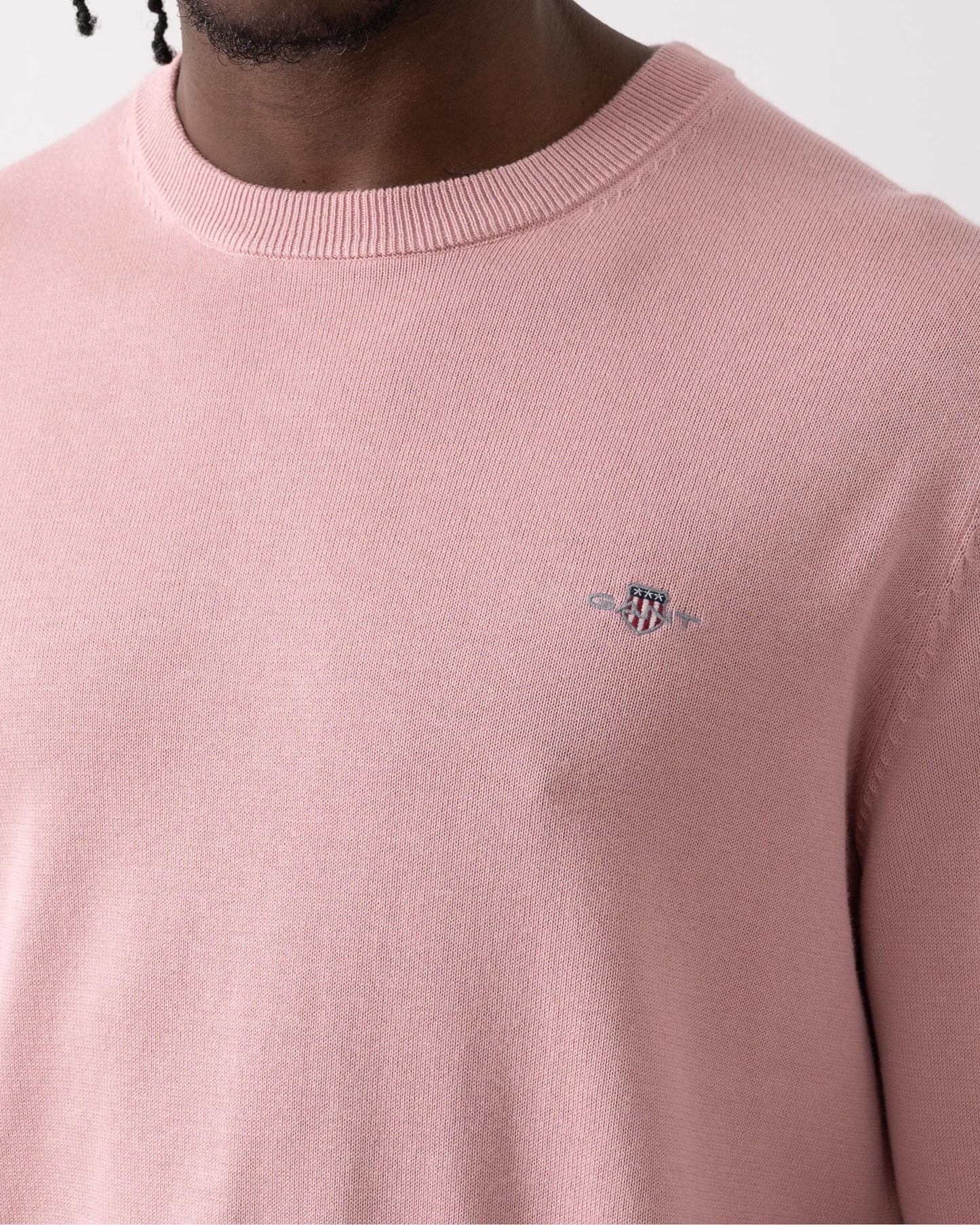 GANT Mens Classic Cotton Crew Neck Jumper - 674 Dusty Pink